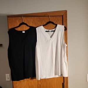 Sleeveless V-Neck Black and White Tanks, Selling Together,  Size 3x